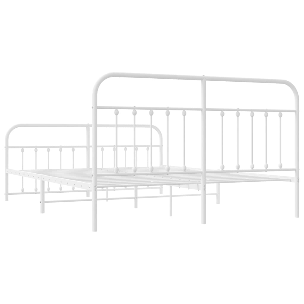 Bedframe Met Hoofd- En Voeteneinde Metaal Wit 180X200 Cm - Design Meubelz