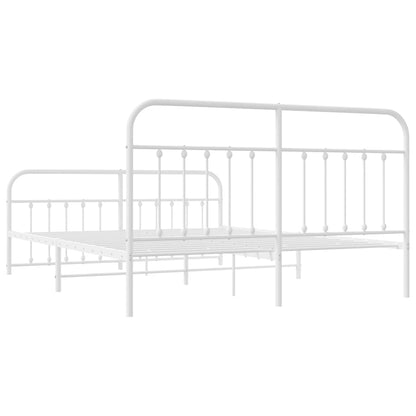 Bedframe Met Hoofd- En Voeteneinde Metaal Wit 180X200 Cm - Design Meubelz