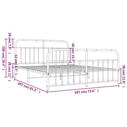 Bedframe Met Hoofd- En Voeteneinde Metaal Wit 180X200 Cm - Design Meubelz