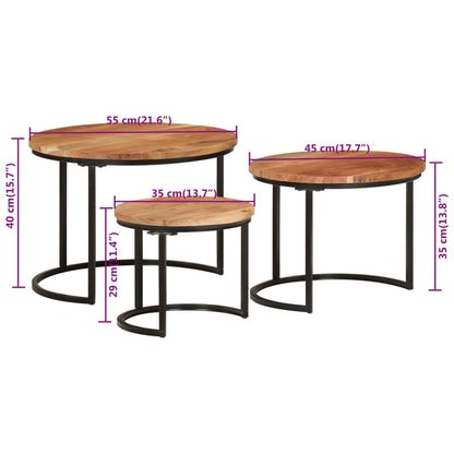 Tafeltjesset 3 St Massief Acaciahout - Design Meubelz