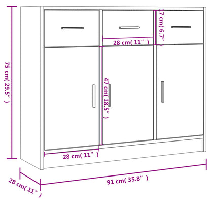 Dressoir 91X28X75 Cm Bewerkt Hout Zwart - Design Meubelz