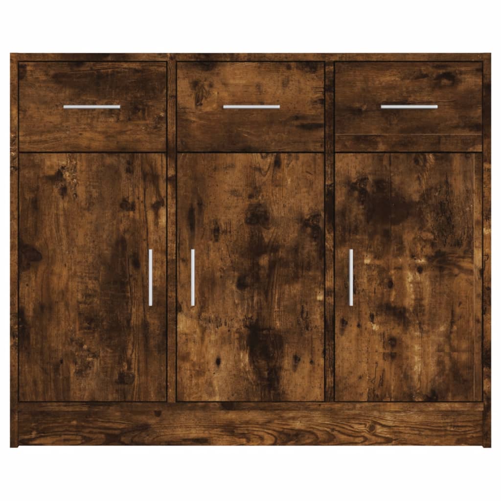 Dressoir 91X28X75 Cm Bewerkt Hout Gerookt Eikenkleurig - Design Meubelz