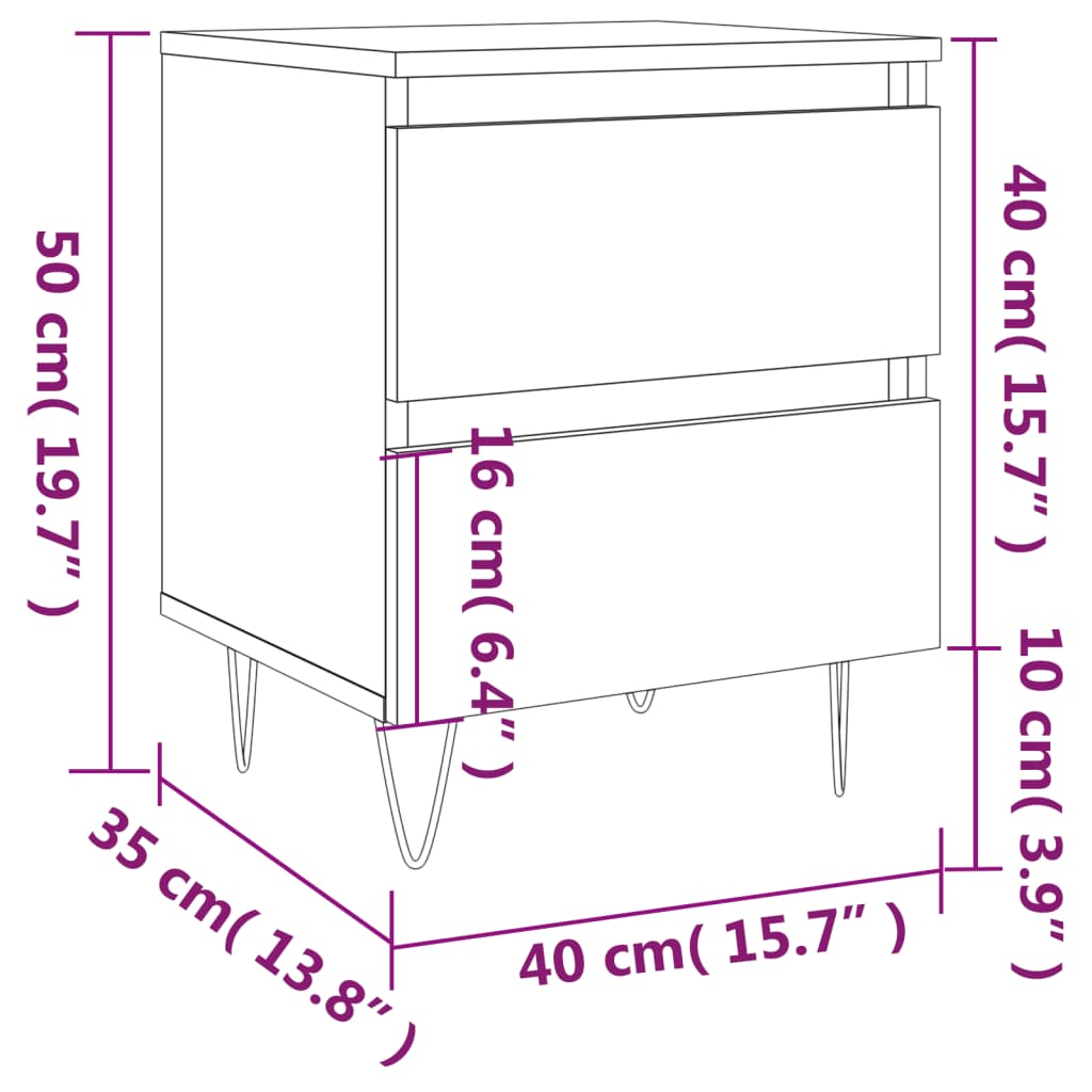 Nachtkastje 40X35X50 Cm Bewerkt Hout Hoogglans Wit 1 - Design Meubelz