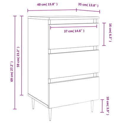 Nachtkastje 40X35X69 Cm Bewerkt Hout Betongrijs - Design Meubelz