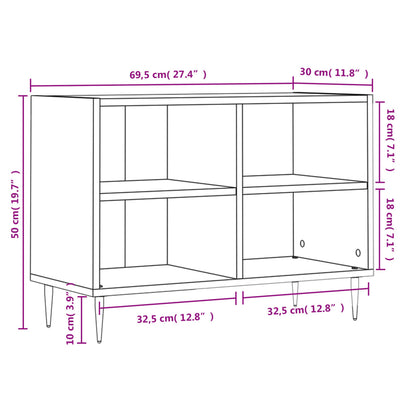 Tv-Meubel 69,5X30X50 Cm Bewerkt Hout Wit Wit - Design Meubelz