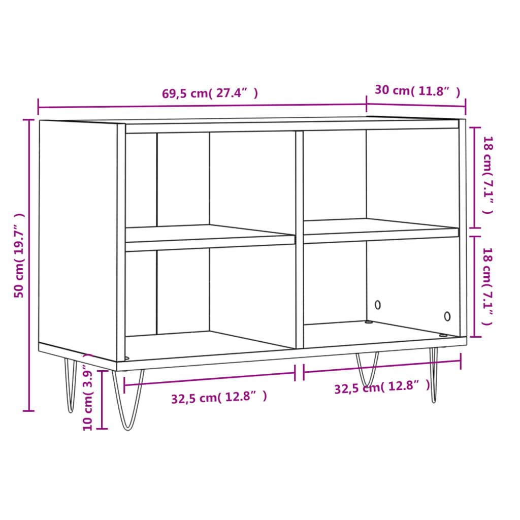 Tv-Meubel 69,5X30X50 Cm Bewerkt Hout Zwart Zwart - Design Meubelz