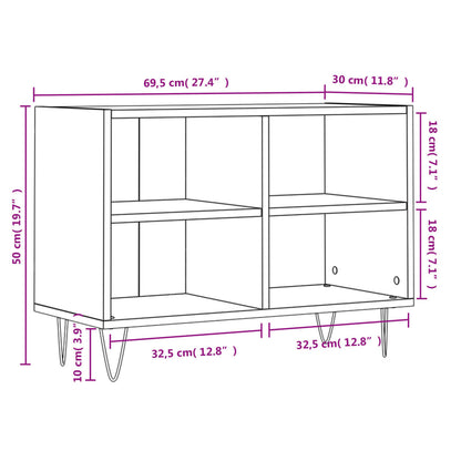 Tv-Meubel 69,5X30X50 Cm Bewerkt Hout Zwart Zwart - Design Meubelz