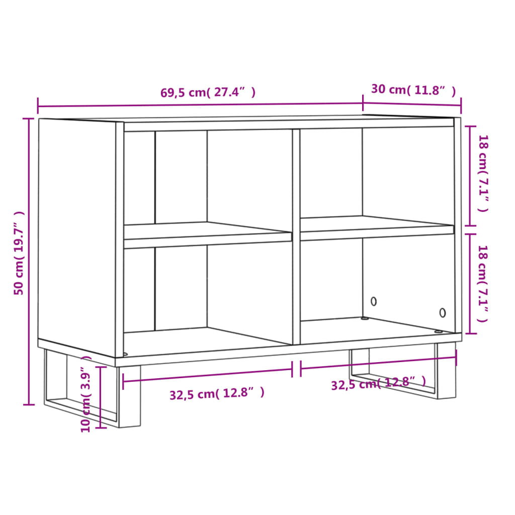 Tv-Meubel 69,5X30X50 Cm Bewerkt Hout Sonoma Eikenkleurig Sonoma eiken - Design Meubelz