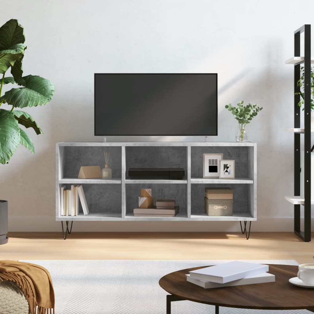 Tv-Meubel 103,5X30X50 Cm Bewerkt Hout Betongrijs Betongrijs - Design Meubelz