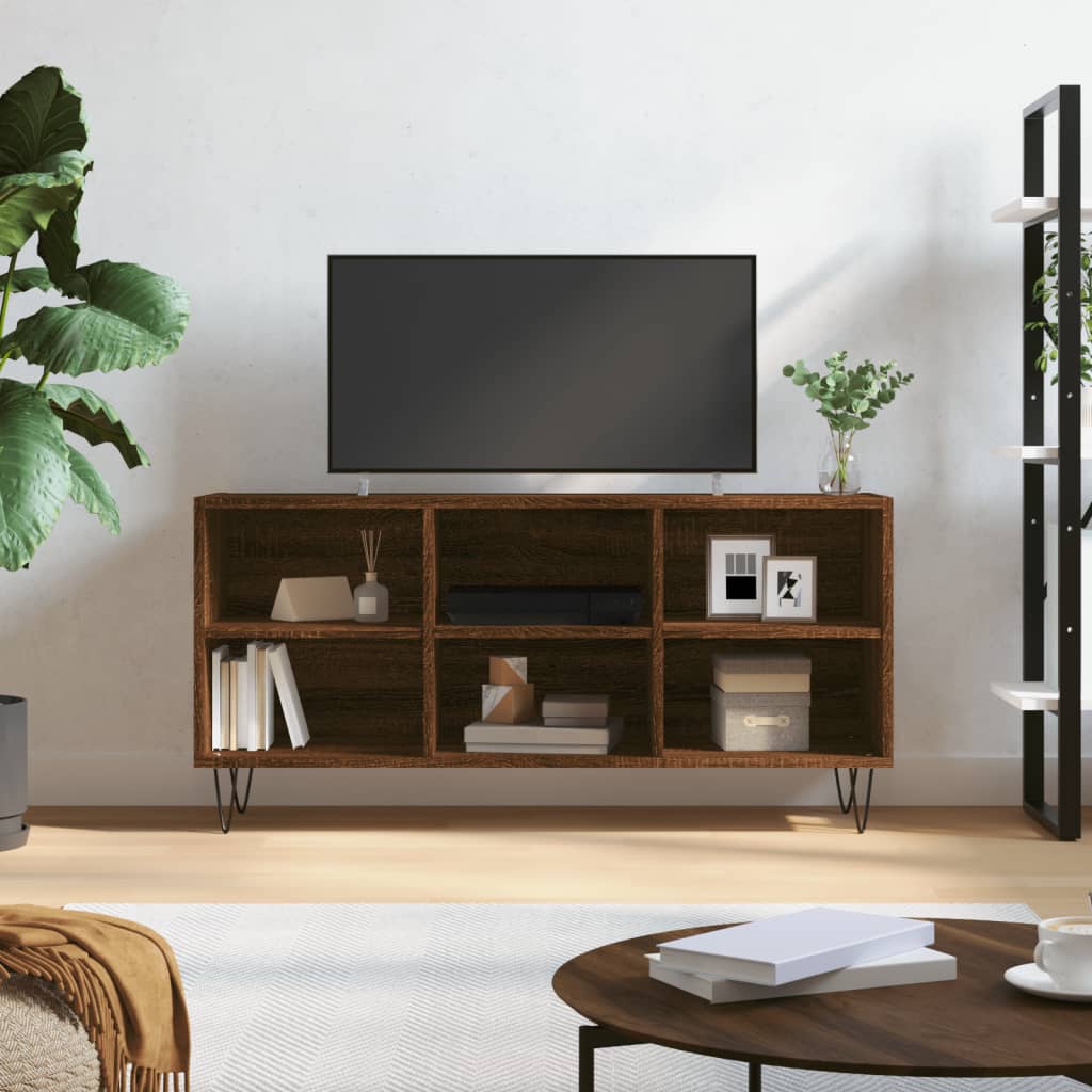 Tv-Meubel 103,5X30X50 Cm Bewerkt Hout Bruineikenkleurig Bruineiken - Design Meubelz