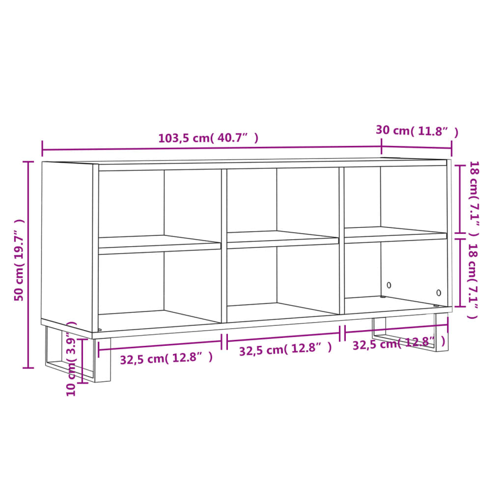 Tv-Meubel 103,5X30X50 Cm Bewerkt Hout Wit Wit - Design Meubelz