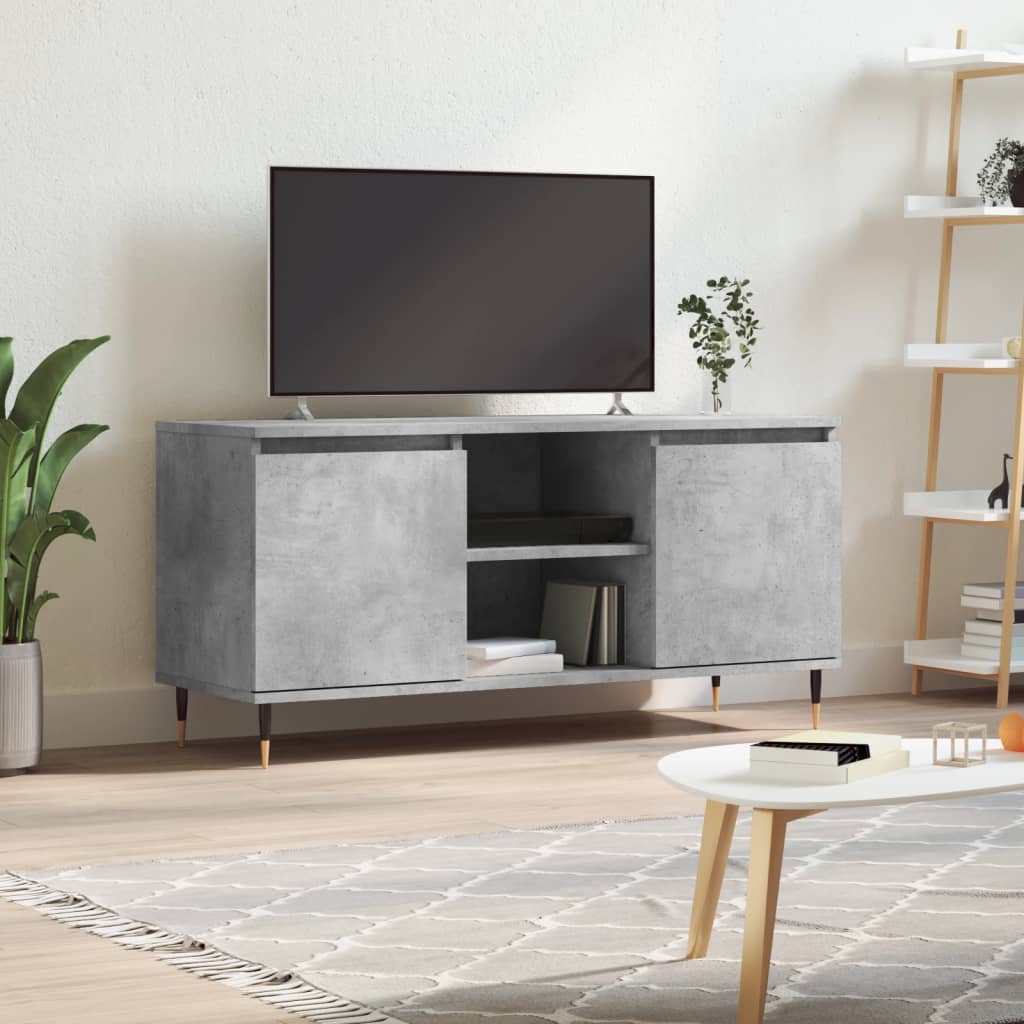 Tv-Meubel 104X35X50 Cm Bewerkt Hout Betongrijs Betongrijs - Design Meubelz