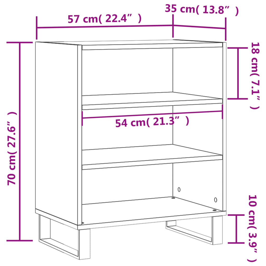 Dressoir 57X35X70 Cm Bewerkt Hout Gerookt Eikenkleurig - Design Meubelz