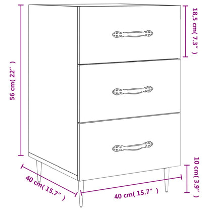 Nachtkastje 40X40X66 Cm Bewerkt Hout Betongrijs - Design Meubelz