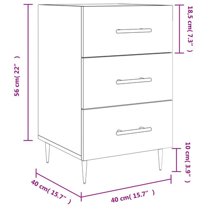 Nachtkastje 40X40X66 Cm Bewerkt Hout Gerookt Eikenkleurig - Design Meubelz