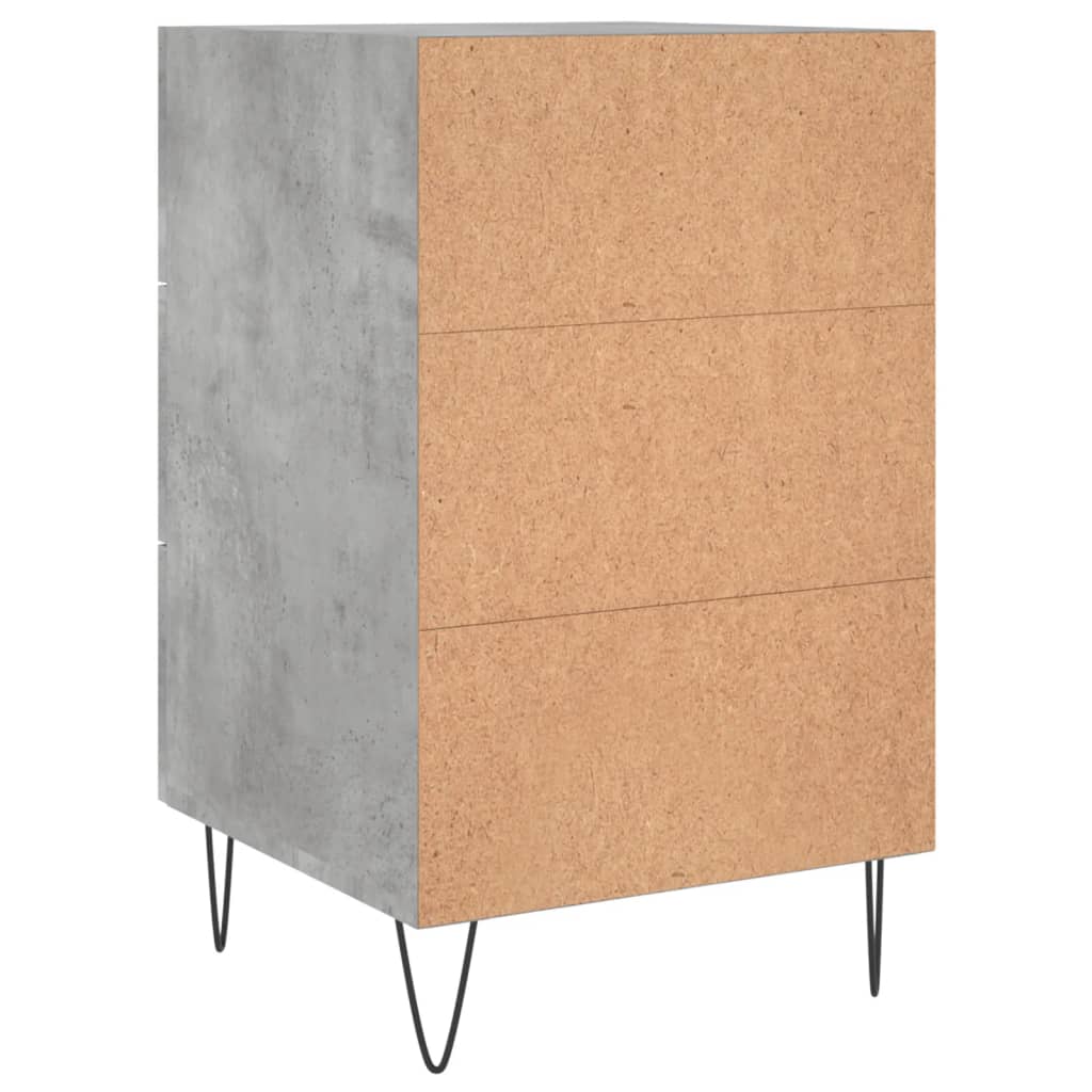 Nachtkastje 40X40X66 Cm Bewerkt Hout Betongrijs - Design Meubelz