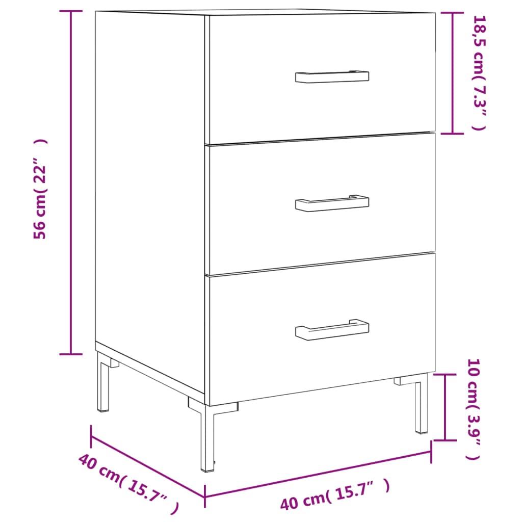 Nachtkastje 40X40X66 Cm Bewerkt Hout Wit - Design Meubelz