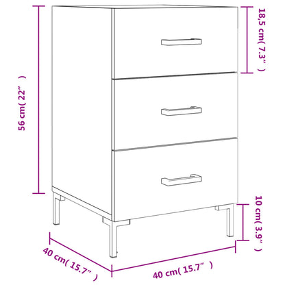 Nachtkastje 40X40X66 Cm Bewerkt Hout Betongrijs - Design Meubelz