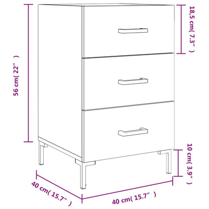 Nachtkastje 40X40X66 Cm Bewerkt Hout Grijs Sonoma Eikenkleurig - Design Meubelz