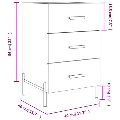 Nachtkastje 40X40X66 Cm Bewerkt Hout Zwart - Design Meubelz