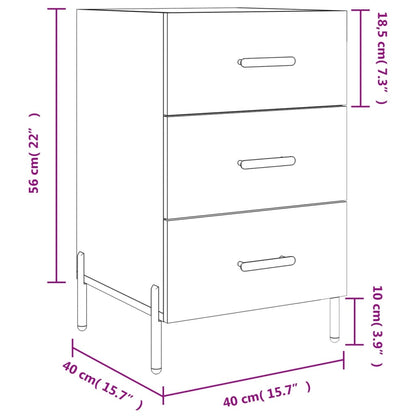 Nachtkastje 40X40X66 Cm Bewerkt Hout Bruineikenkleurig - Design Meubelz