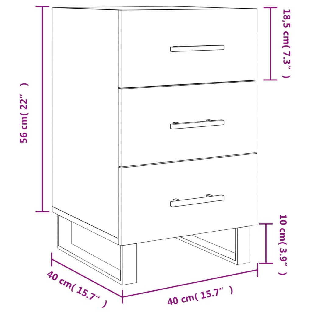 Nachtkastje 40X40X66 Cm Bewerkt Hout Bruineikenkleurig - Design Meubelz