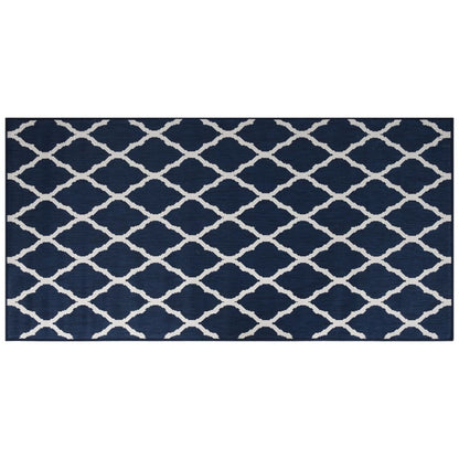 Buitenkleed 100X200 Cm Marineblauw En Wit - Design Meubelz