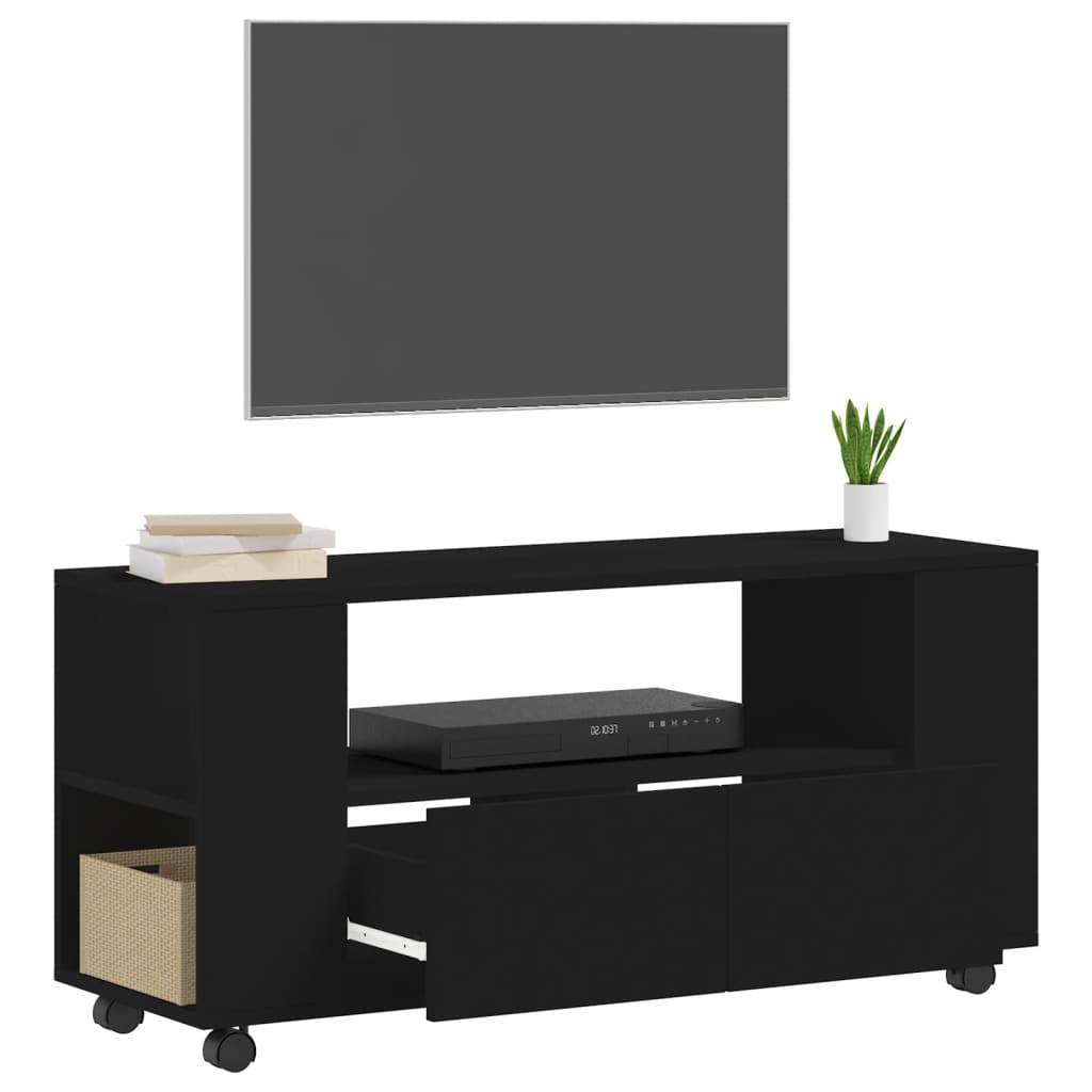 Tv-Meubel 102X34,5X43 Cm Bewerkt Hout Zwart Zwart - Design Meubelz