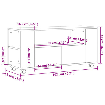 Tv-Meubel 102X34,5X43 Cm Bewerkt Hout Zwart Zwart - Design Meubelz