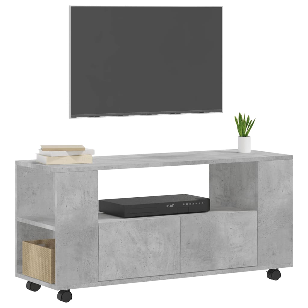 Tv-Meubel 102X34,5X43 Cm Bewerkt Hout Betongrijs Betongrijs - Design Meubelz