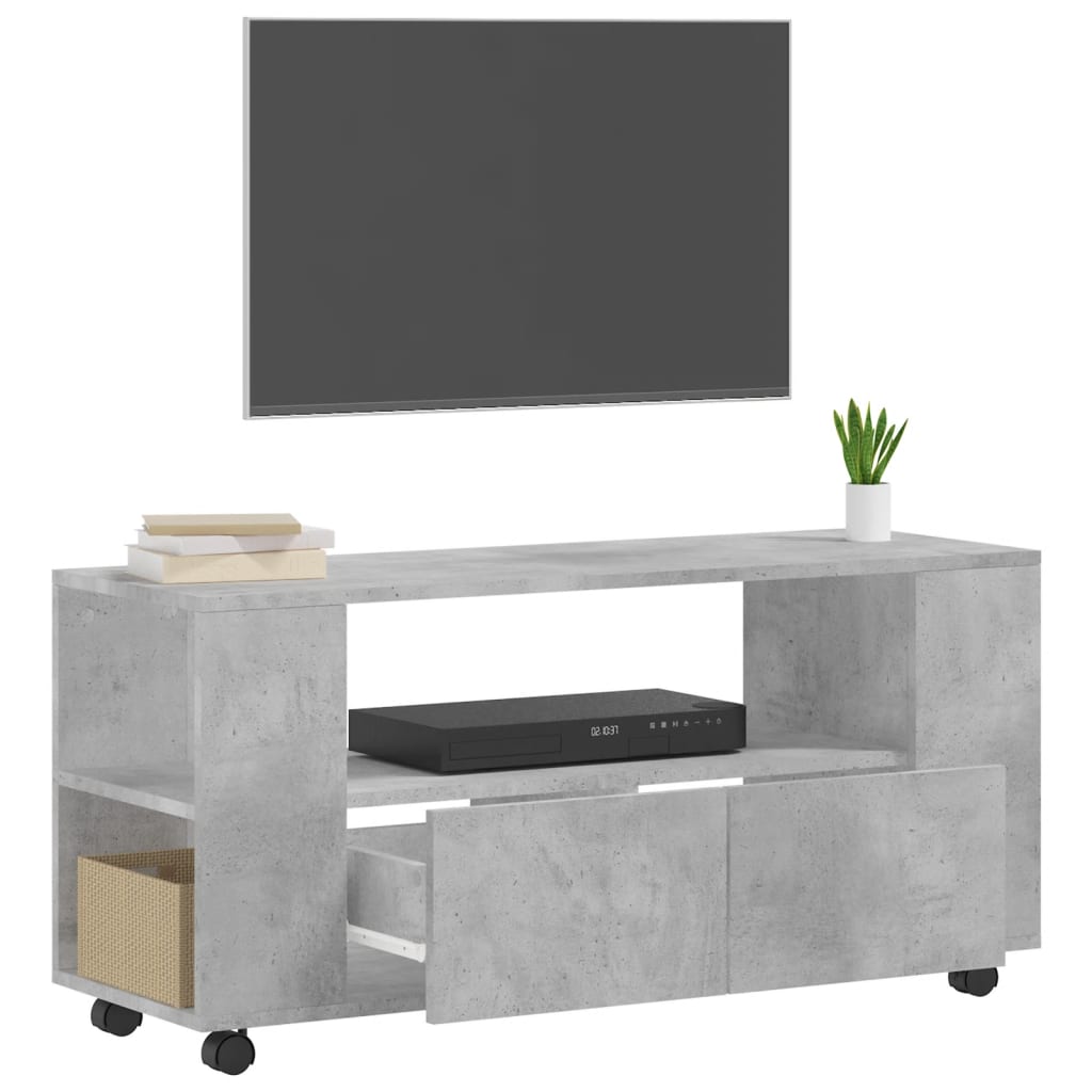 Tv-Meubel 102X34,5X43 Cm Bewerkt Hout Betongrijs Betongrijs - Design Meubelz