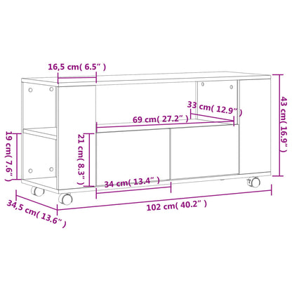 Tv-Meubel 102X34,5X43 Cm Bewerkt Hout Grijs Sonoma Eikenkleurig Grijs sonoma - Design Meubelz