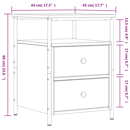 Nachtkastje 44X45X60 Cm Bewerkt Hout Zwart - Design Meubelz