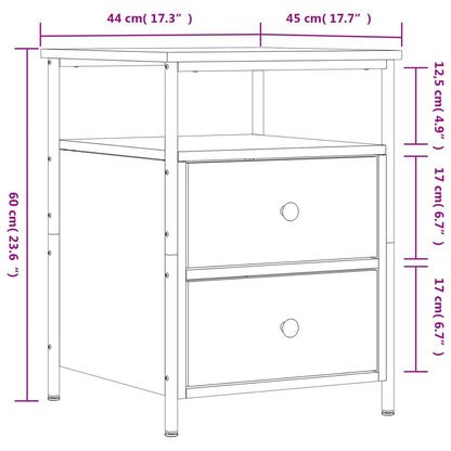 Nachtkastje 44X45X60 Cm Bewerkt Hout Sonoma Eikenkleurig - Design Meubelz