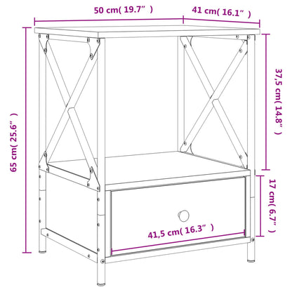 Nachtkastje 50X41X65 Cm Bewerkt Hout Gerookt Eikenkleurig - Design Meubelz