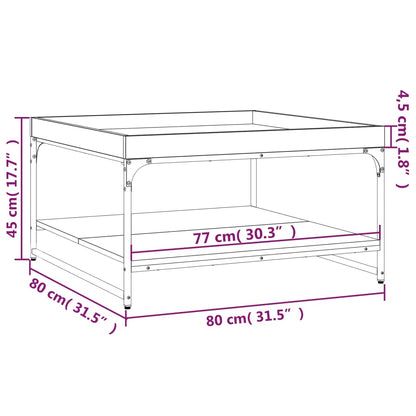 Salontafel 80X80X45 Cm Bewerkt Hout En Ijzer Zwart - Design Meubelz