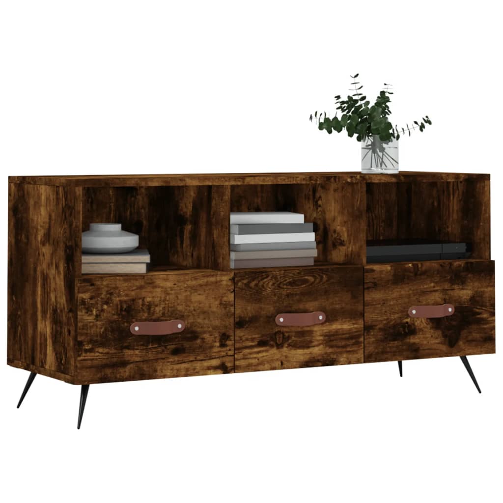 Tv-Meubel 102X36X50 Cm Bewerkt Hout Gerookt Eikenkleurig Gerookt eiken - Design Meubelz