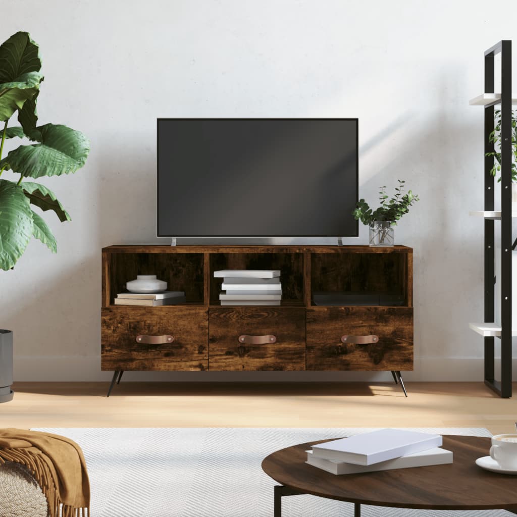 Tv-Meubel 102X36X50 Cm Bewerkt Hout Gerookt Eikenkleurig Gerookt eiken - Design Meubelz