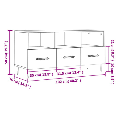 Tv-Meubel 102X36X50 Cm Bewerkt Hout Wit Wit - Design Meubelz