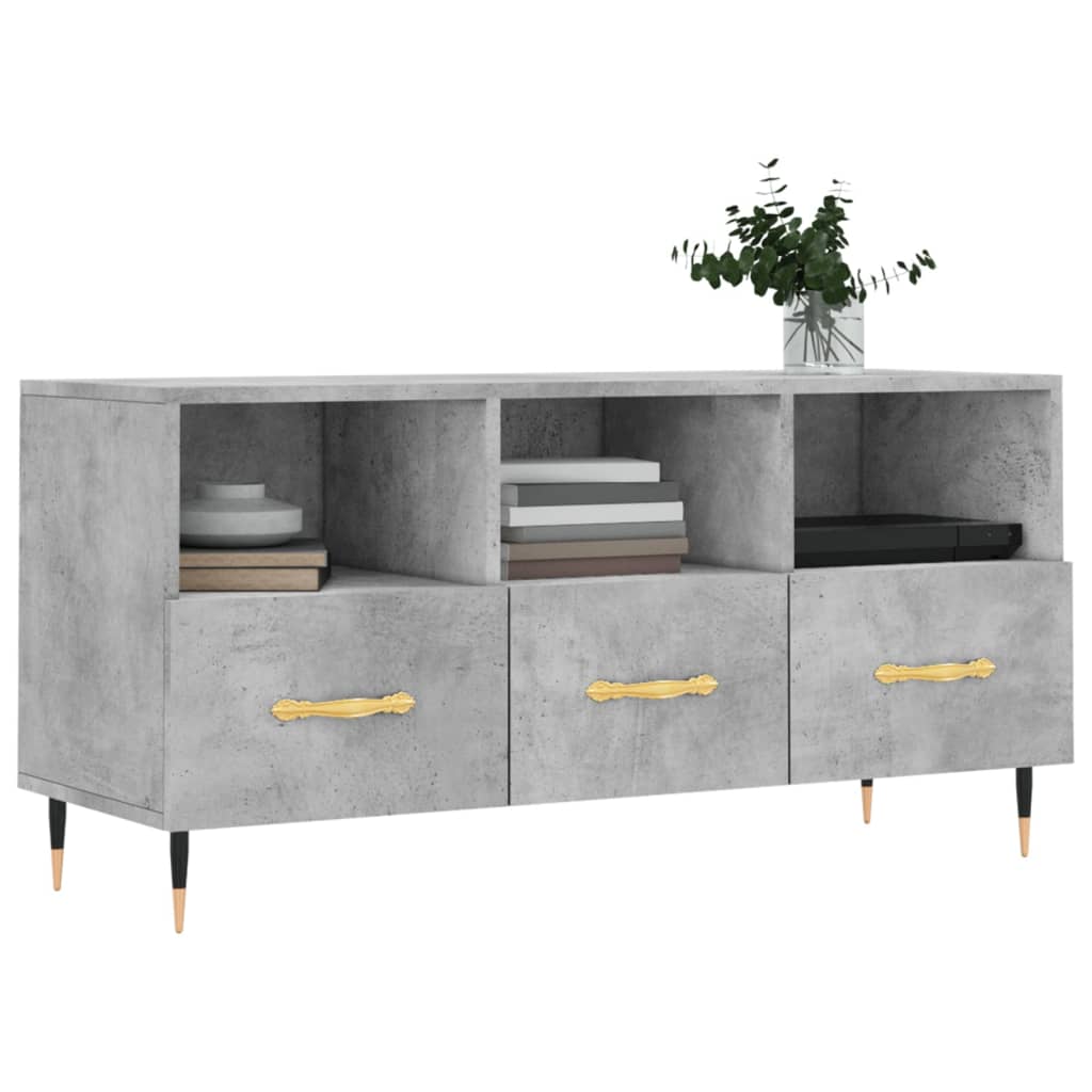 Tv-Meubel 102X36X50 Cm Bewerkt Hout Betongrijs Betongrijs - Design Meubelz