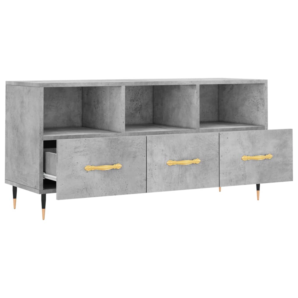 Tv-Meubel 102X36X50 Cm Bewerkt Hout Betongrijs Betongrijs - Design Meubelz