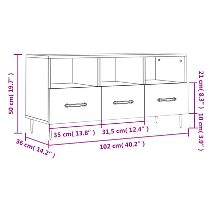 Tv-Meubel 102X36X50 Cm Bewerkt Hout Grijs Sonoma Eikenkleurig Grijs sonoma - Design Meubelz