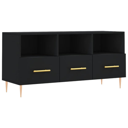 Tv-Meubel 102X36X50 Cm Bewerkt Hout Zwart Zwart - Design Meubelz