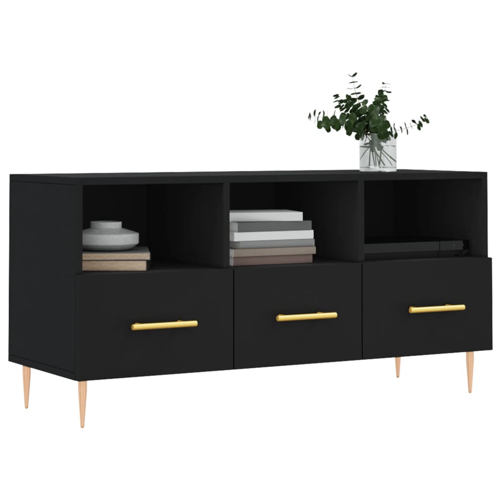 Tv-Meubel 102X36X50 Cm Bewerkt Hout Zwart Zwart - Design Meubelz