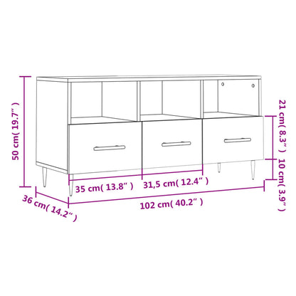 Tv-Meubel 102X36X50 Cm Bewerkt Hout Gerookt Eikenkleurig Gerookt eiken - Design Meubelz