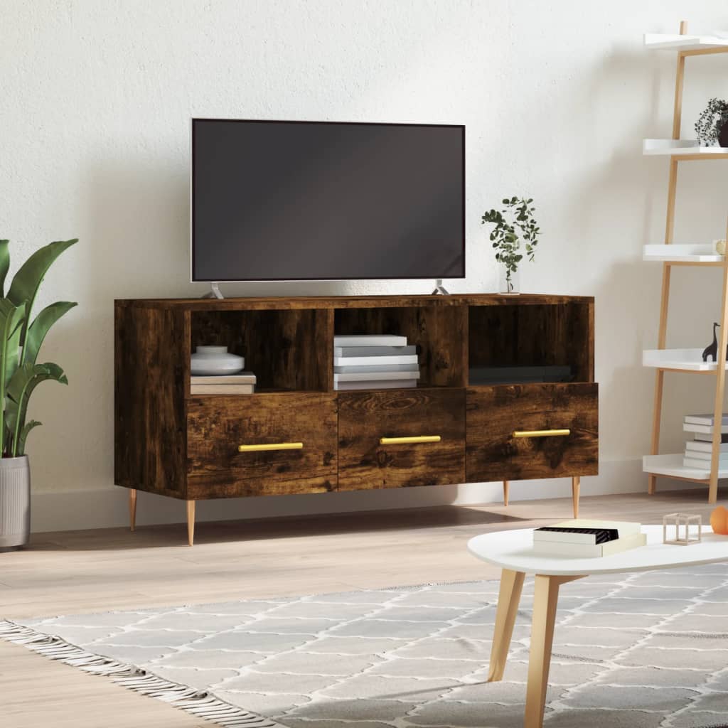 Tv-Meubel 102X36X50 Cm Bewerkt Hout Gerookt Eikenkleurig Gerookt eiken - Design Meubelz