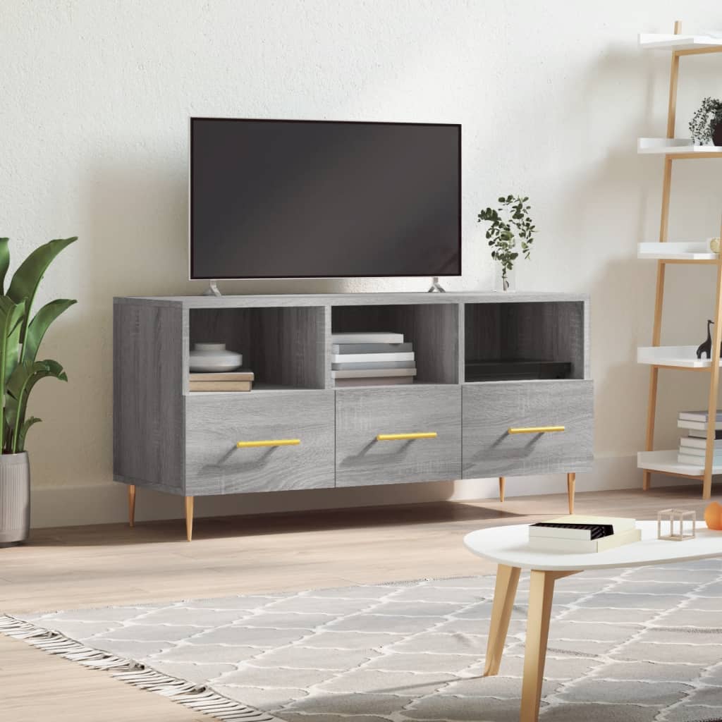 Tv-Meubel 102X36X50 Cm Bewerkt Hout Grijs Sonoma Eikenkleurig Grijs sonoma - Design Meubelz