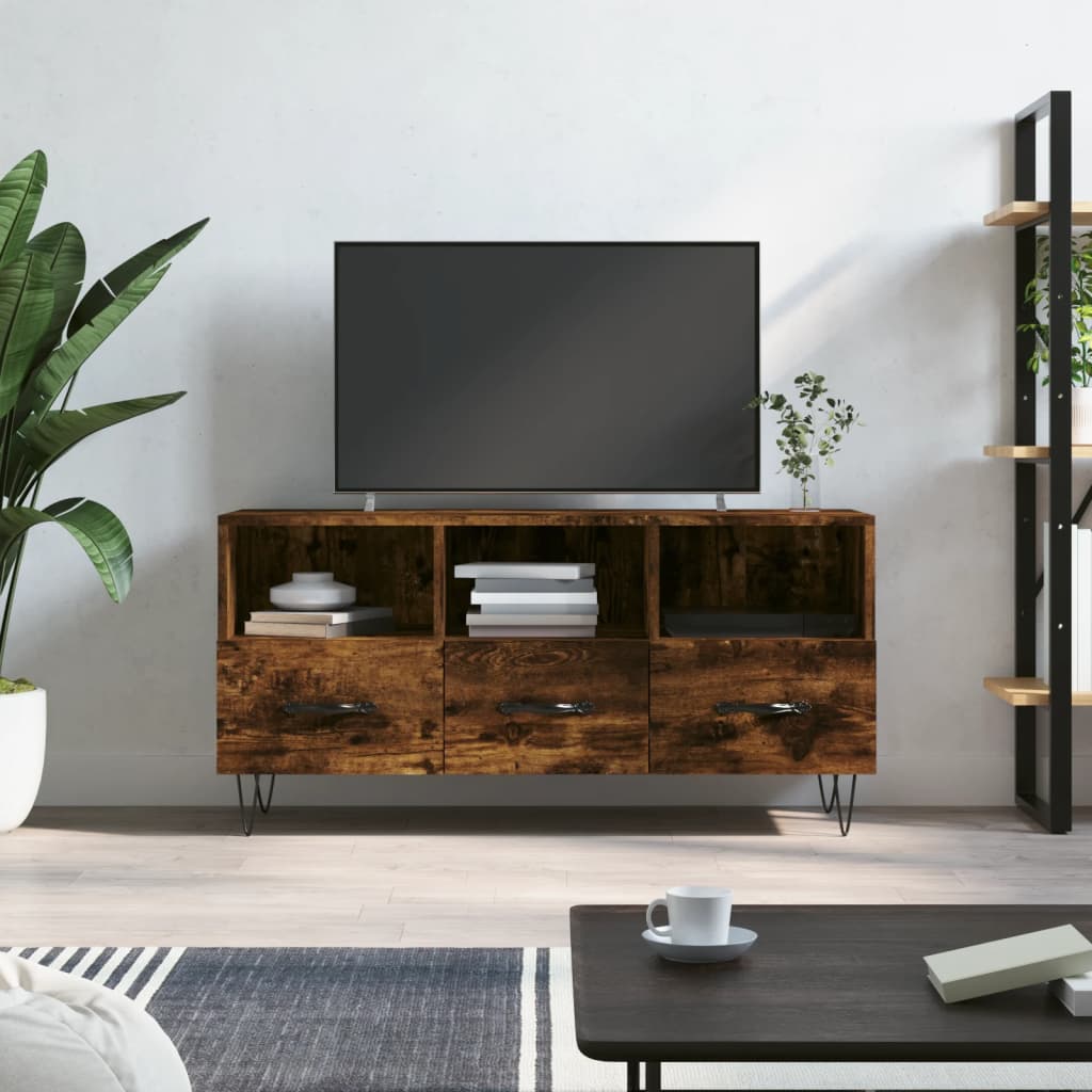 Tv-Meubel 102X36X50 Cm Bewerkt Hout Gerookt Eikenkleurig Gerookt eiken - Design Meubelz