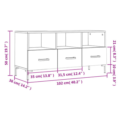 Tv-Meubel 102X36X50 Cm Bewerkt Hout Betongrijs Betongrijs - Design Meubelz