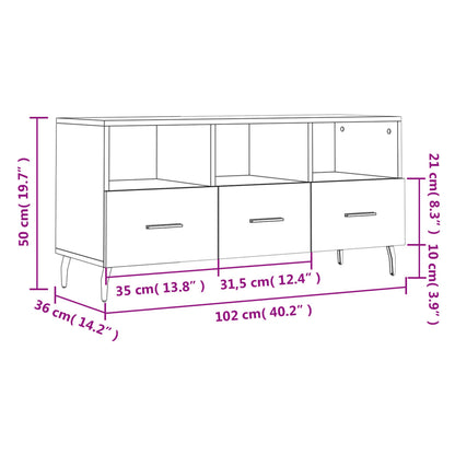 Tv-Meubel 102X36X50 Cm Bewerkt Hout Zwart Zwart - Design Meubelz